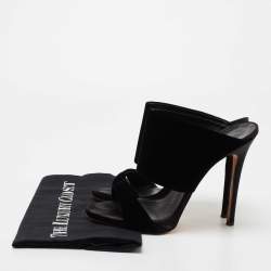 Pre Owned Giuseppe Zanotti Black Velvet Andrea Mules Size 38