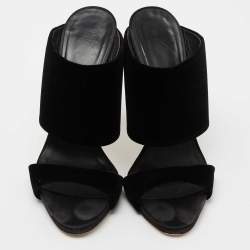 Pre Owned Giuseppe Zanotti Black Velvet Andrea Mules Size 38