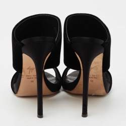 Pre Owned Giuseppe Zanotti Black Velvet Andrea Mules Size 38