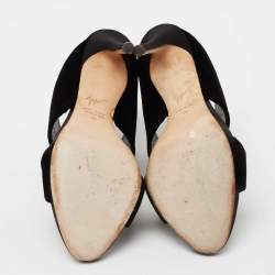 Pre Owned Giuseppe Zanotti Black Velvet Andrea Mules Size 38