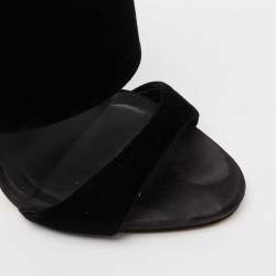 Pre Owned Giuseppe Zanotti Black Velvet Andrea Mules Size 38