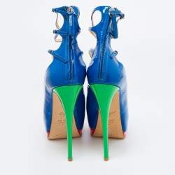 Giuseppe Zanotti Multicolour Patent Leather Tripe Strap Peep Toe Pumps Size 37