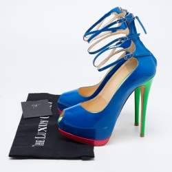 Giuseppe Zanotti Multicolour Patent Leather Tripe Strap Peep Toe Pumps Size 37
