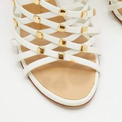 Giuseppe Zanotti White/Red Leather Embellished Strappy Sandals Size 36