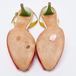 Pre Owned Giuseppe Zanotti Tri-Color Patent Leather Peep Toe Slingback Sandals Size 40