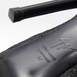 Pre Owned Giuseppe Zanotti Metallic Black Lurex Fabric Sharon Peep Toe Platform Pumps Size 37