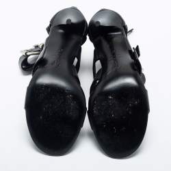 Pre Owned Giuseppe Zanotti Black Leather Buckle Strappy Sandals Size 37