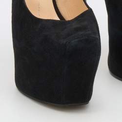 Giuseppe Zanotti Black Suede Square Toe Platform Pumps Size 40