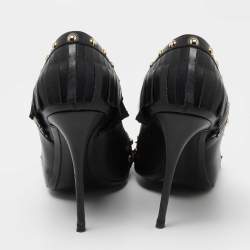 Giuseppe Zanotti Black Leather Studded Fringe Pumps Size 38.5