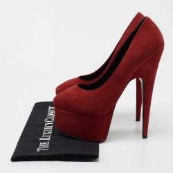 Pre Owned Giuseppe Zanotti Red Suede Platform Pumps Size 35