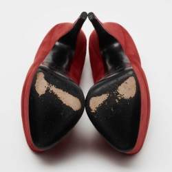 Pre Owned Giuseppe Zanotti Red Suede Platform Pumps Size 35