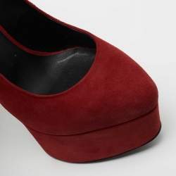 Pre Owned Giuseppe Zanotti Red Suede Platform Pumps Size 35