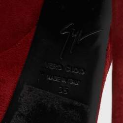 Pre Owned Giuseppe Zanotti Red Suede Platform Pumps Size 35