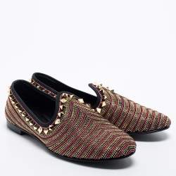 Giuseppe Zanotti Multicolor Embellished Suede Smoking Slippers Size 41
