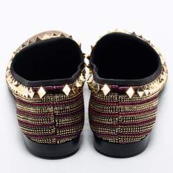 Giuseppe Zanotti Multicolor Embellished Suede Smoking Slippers Size 41