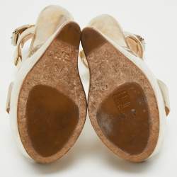 Pre Owned Giuseppe Zanotti Metallic Gold Leather Heelless Platform Sandals Size 39