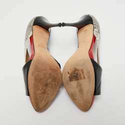 Pre Owned Giuseppe Zanotti Multicolor Python Embossed And Patent Leather D'orsay Peep Toe Pumps Size 39.5