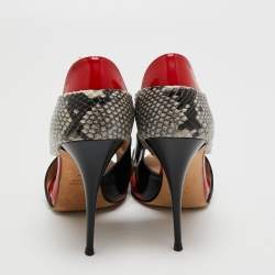 Pre Owned Giuseppe Zanotti Multicolor Python Embossed And Patent Leather D'orsay Peep Toe Pumps Size 39.5