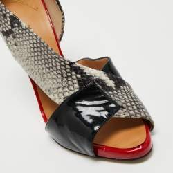 Pre Owned Giuseppe Zanotti Multicolor Python Embossed And Patent Leather D'orsay Peep Toe Pumps Size 39.5