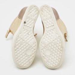 Pre Owned Giuseppe Zanotti Gold Leather High Top Wedge Sneakers Size 37