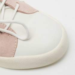 مملوكة مسبقًا Giuseppe Zanotti Pink/White Suede and Leather Double Zipper High Top Sneakers Size 37