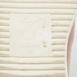 مملوكة مسبقًا Giuseppe Zanotti Pink/White Suede and Leather Double Zipper High Top Sneakers Size 37