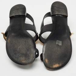 مملوكة مسبقًا Giuseppe Zanotti Black Leather Buckle Slingback Flats Size 38.5