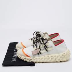 Pre Owned Giuseppe Zanotti White Leather and Mesh Urchin Sneakers Size 38