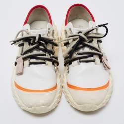 Pre Owned Giuseppe Zanotti White Leather and Mesh Urchin Sneakers Size 38