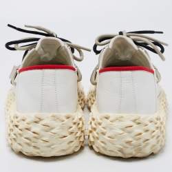 Pre Owned Giuseppe Zanotti White Leather and Mesh Urchin Sneakers Size 38