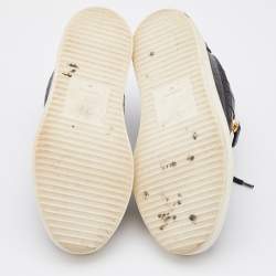 Pre Owned Giuseppe Zanotti Black Croc Embossed Leather Double Zipper Low Top Sneakers Size 40