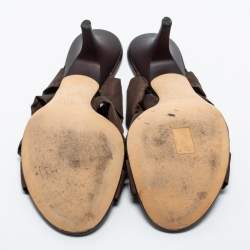 مملوكة مسبقًا Giuseppe Zanotti Dark Brown Fabric Jewel Embellished Slide Sandals Size 40