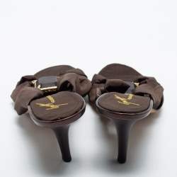 مملوكة مسبقًا Giuseppe Zanotti Dark Brown Fabric Jewel Embellished Slide Sandals Size 40