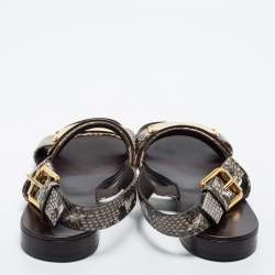 Pre Owned Giuseppe Zanotti Beige/Brown Python Zak Slingback Sandals Size 42