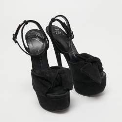 Pre Owned Giuseppe Zanotti Black Suede Platform Ankle Strap Sandals Size 38