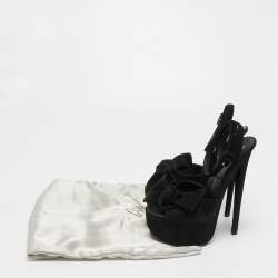 Pre Owned Giuseppe Zanotti Black Suede Platform Ankle Strap Sandals Size 38