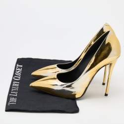 Giuseppe Zanotti Gold Patent Leather Pointed Toe Pumps Size 38