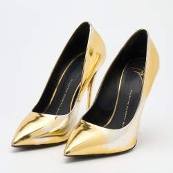 Giuseppe Zanotti Gold Patent Leather Pointed Toe Pumps Size 38