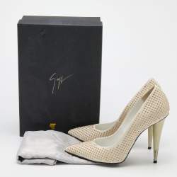 Giuseppe Zanotti Off White Leather Ester Embellished Pumps Size 38