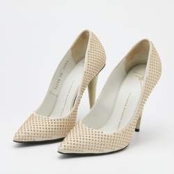 Giuseppe Zanotti Off White Leather Ester Embellished Pumps Size 38