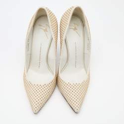 Giuseppe Zanotti Off White Leather Ester Embellished Pumps Size 38