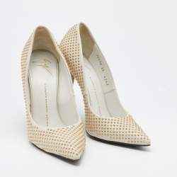 Giuseppe Zanotti Off White Leather Ester Embellished Pumps Size 38