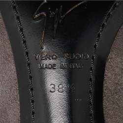 Pre Owned Giuseppe Zanotti Grey Suede Pointed Toe Knee Length Boots Size 38.5