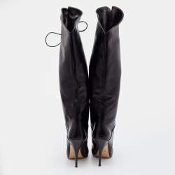 Pre Owned Giuseppe Zanotti Black Leather Knee Length Boots Size 37
