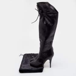 Pre Owned Giuseppe Zanotti Black Leather Knee Length Boots Size 37