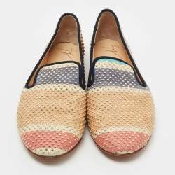 Pre Owned Giuseppe Zanotti Multicolor Studded Leather Smoking Slippers Size 39