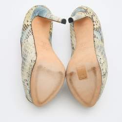 Pre Owned Giuseppe Zanotti Multicolor Python Embossed Leather Peep Toe Platform Pumps Size 35
