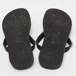 Pre Owned Giuseppe Zanotti Black Rubber Sunset Chain Flat Thong Slides Size 41