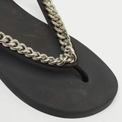 Pre Owned Giuseppe Zanotti Black Rubber Sunset Chain Flat Thong Slides Size 41