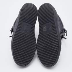 Pre Owned Giuseppe Zanotti Black/Grey Fabric and Leather Kriss High Top Sneakers Size 39